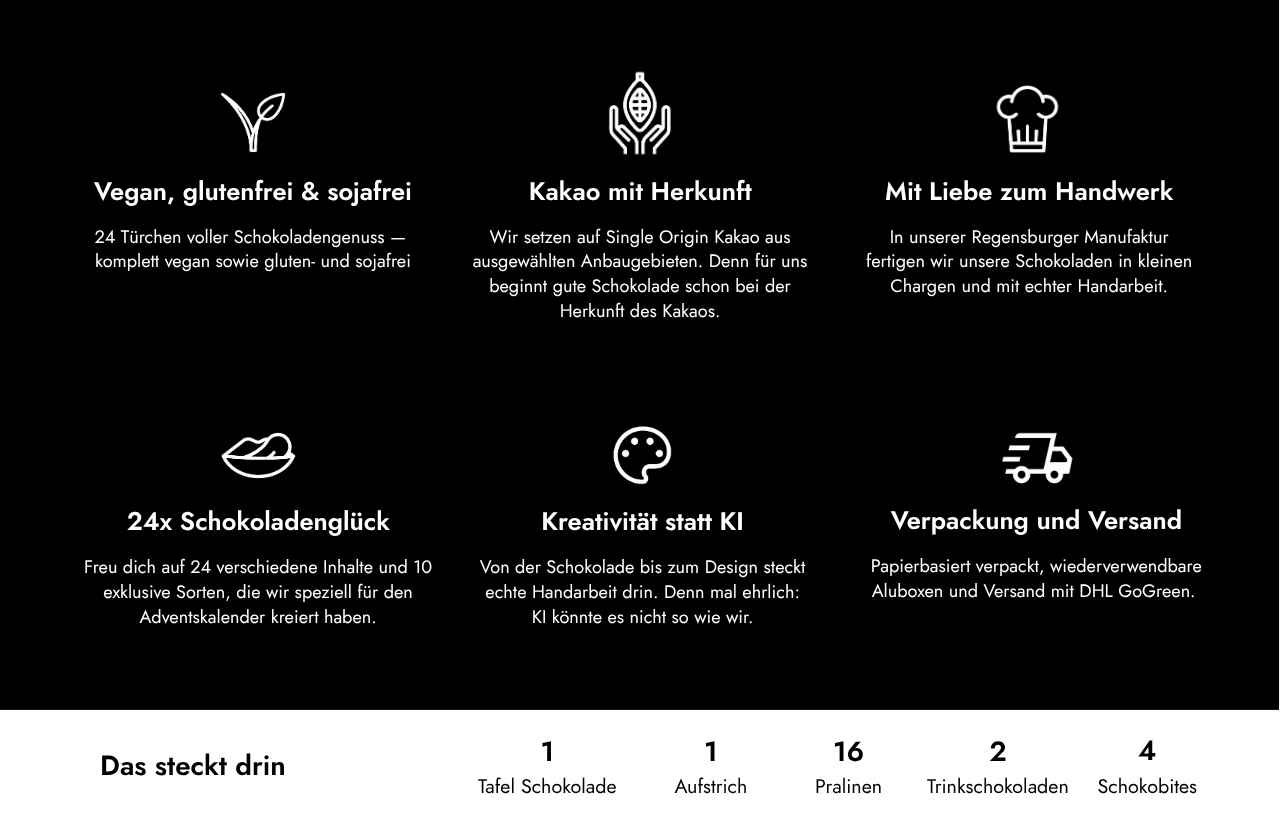 Veganer Premium Schokoladen Adventskalender